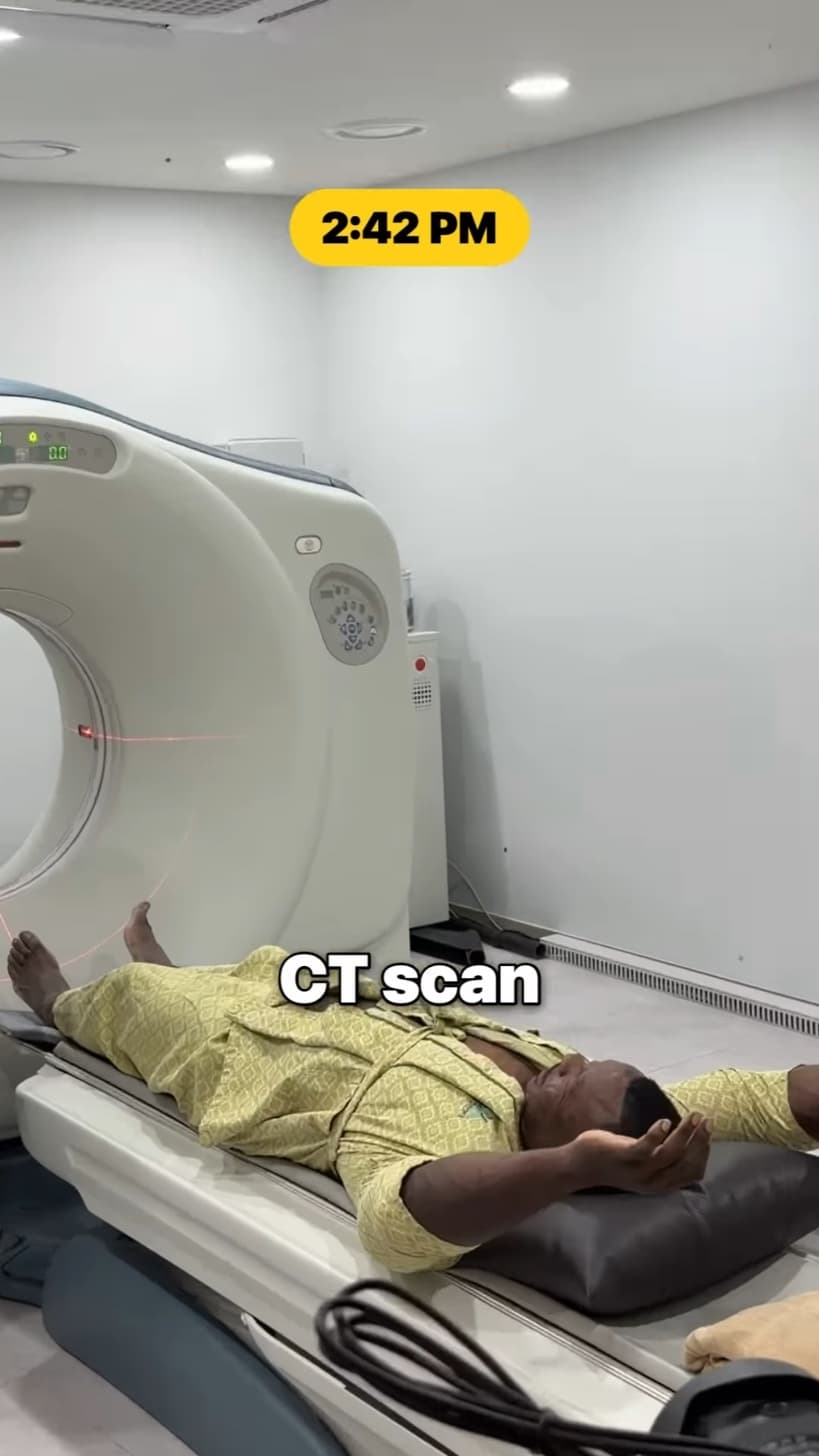 Chef Rush lying on a CT scanner table at a Seoul checkup center.
